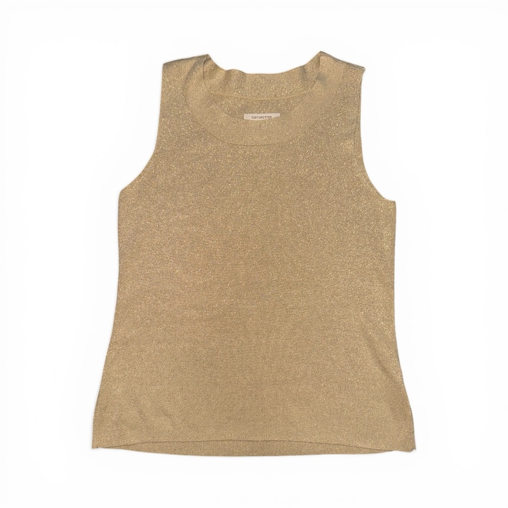 Covington Metallic Gold Tank Top Women’s Medium Evening Golden Shimmer Blouse